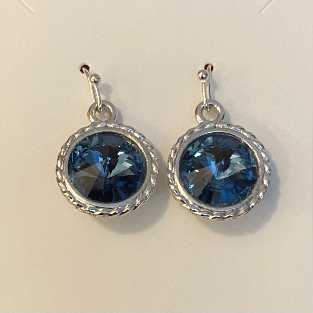 Swarovski Denim Blue Crystal Rivoli earrings SCR-2 NEW